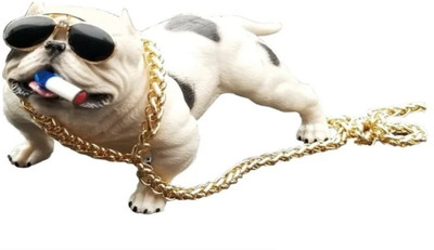 BHOOLU&GOOLU Aggressive Bull Dog Showpiece Figure For Home And Car Décor -Style 003-1 PC/Box Decorative Showpiece  -  7 cm(Resin, White)