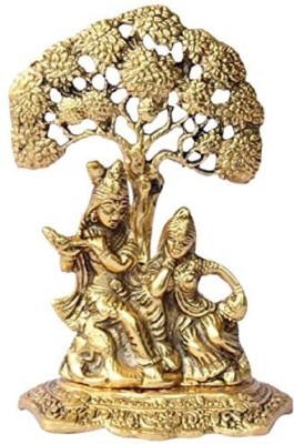 LOTUS RISE Metal Gold Plated Radha Krishna Idol with Hindu Religious Decorative Showpiece  -  19 cm(Aluminium, Gold)