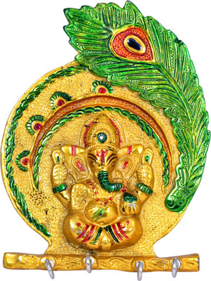RUHVANA Ganesh Ji Key Hanging Sculpture Decorative Showpiece  -  27.5 cm(Aluminium, Gold)