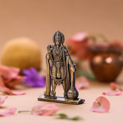 Murliwala Hanuman Ji Idol Statue for Car & Home Temple (Heena) Decorative Showpiece  -  6 cm(Metal, Light Green)