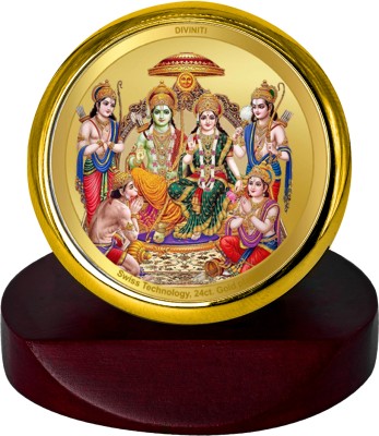 DIVINITI Ram Darbar God Idol Photo Frame & Car Dashboard|MCF 1C Gold 24K Gold Plated Foil Decorative Showpiece  -  11 cm(Metal, Gold)