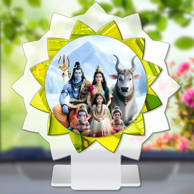 GiftsRange Shiva Family Shiv Parivar Car Dashboard Idol Premium Decorative Showpiece  -  11 cm(Plastic, Multicolor)