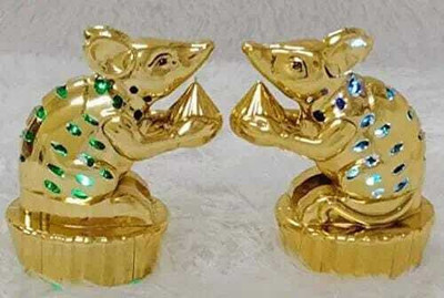 OSHD LED Mushak (Pack of 2) Decorative Showpiece  -  8.89 cm(Metal, Gold)