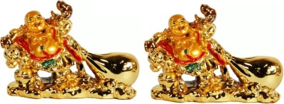 Sigaram Pack of 2 Golden Happyman with Bag K530 Decorative Showpiece  -  7 cm(Metal, Gold)