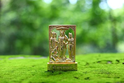 SBBCO Metal Shri Ram Darbar with Hanuman Ji, Rama Laxman and Sita Statue for Temple Decorative Showpiece  -  11.21 cm(Metal, Gold)
