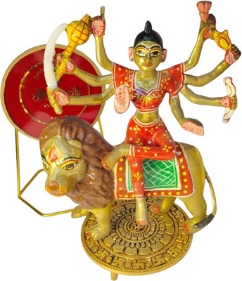 DHARMIKPOOJA MATA Rani Statue | Beautifully Crafted Goddess Matarani Decorative Showpiece  -  20.32 cm(Brass, Gold)