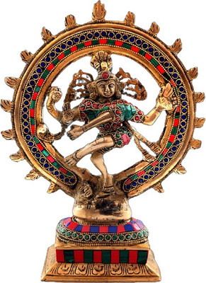 Myriad Brass Nataraja Idol Decorative Showpiece  -  27.9 cm(Brass, Gold)