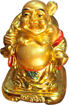 JniL Happy man Decorative Showpiece  -  10 cm(Polyresin, Gold)