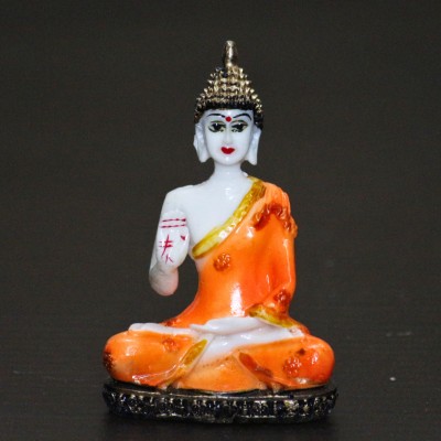 Miss Peach Buddha Statue gift items Serenity Resin Car Dashboard Showpiece for Home Diwali Decorative Showpiece  -  11 cm(Resin, Orange, White)