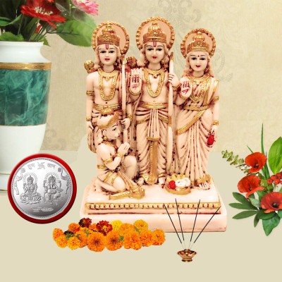 Kitlyn Combo of 6 God, Ram, Sita, Laxman and Hanuman Idol, Laxmi Ganesh Coin Decorative Showpiece  -  18 cm(Resin, Beige)