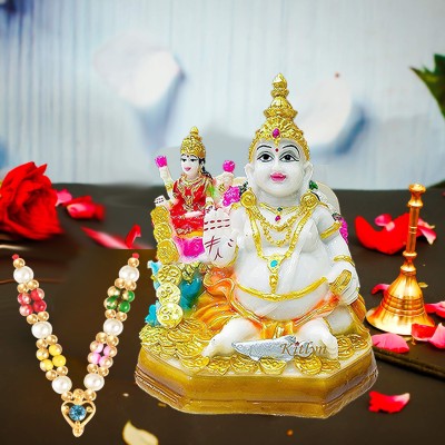 Kitlyn Lakshmi Kubera Idol Decorative Showpiece  -  10 cm(Resin, Multicolor)