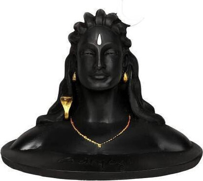 SBBCO Divine Edge Adiyogi Shiv Ji Statue For Pooja Room & Car Dashboard Decorative Showpiece  -  11 cm(Polyresin, Black)