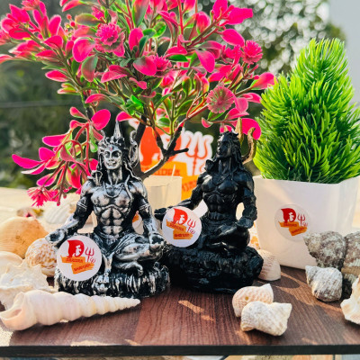 PUCHCHI Polyresin Adiyogi Statue for Car Dashboard,Gift Items for Home,Office,(Adiyogi) Decorative Showpiece  -  9.9 cm(Polyresin, Black)