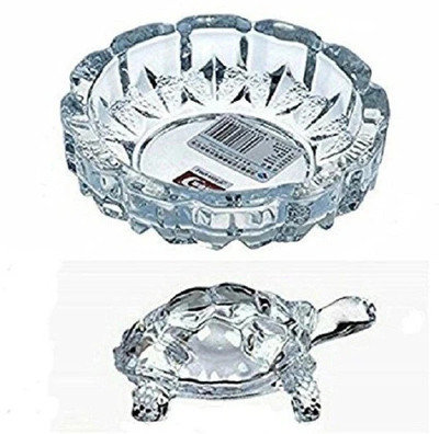 VRIDAANN Crystal Glass Turtle Plated Feng Shui Tortoise Plate Vastu Yantra Feng Sui Lucky Gift Puja Articles Decorative Showpiece  -  8 cm(Crystal, Multicolor)
