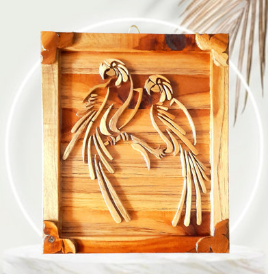 ajartandcraft AJ art & craft Artistic Parrots Wall Hanging Decor Art Wooden Handicrafts. Decorative Showpiece  -  30 cm(Wood, Brown)