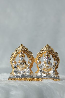 Divya Collection Gold& Silver Plated Mata Laxmi Ji With Ganesha Decorative Showpiece  -  10 cm(Gold Plated, Gold, Silver)