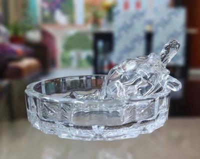 Mag Creation Crystal Turtle Bowl Set Feng Shui and Vaastu for Home Office Car Good Luck Decorative Showpiece  -  4.5 cm(Crystal, Glass, White)