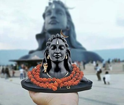 EliteTouch Adiyogi Shiva Statue, Shiva idol, Adiyogi for car dashboard, Mahadev Idol Decorative Showpiece  -  12 cm(Resin, Black)