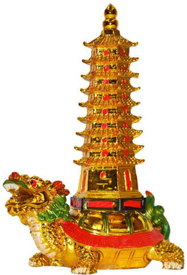 Nitin Collection edication tower on dragon tortoise Decorative Showpiece  -  15 cm(Polyresin, Multicolor)