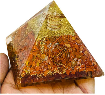 SVC Handicrafts Crystal Red Jasper Orgone Pyramid/Orgone Crystal Pyramid Vastu for Home Decorative Showpiece  -  8 cm(Crystal, Red)