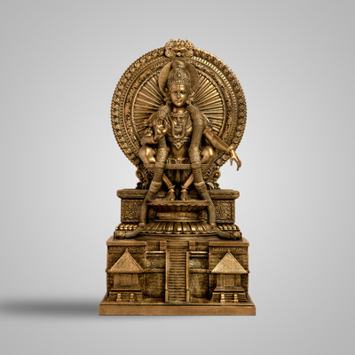 SILAII Sabarimala Lord Ayyappan Divine Sculpture 9 Inch Antique Bronze Decorative Showpiece  -  22.86 cm(Polyresin, Brown)