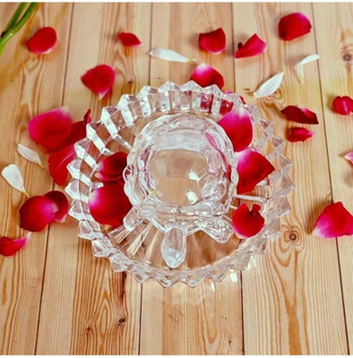 PRO COMMERCE Crystal Tortoise in Plate- Fang Shui Vastu Decorative Showpiece. Decorative Showpiece  -  3 cm(Crystal, White)