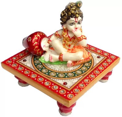 Fashion Bizz Laddu Gopal | Kanha | Krishna Idol | Thakur ji| Laddo Gopal with chowki Decorative Showpiece  -  10 cm(Marble, White)