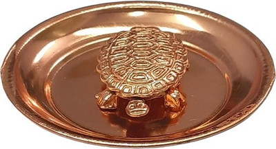 ayoni Tortoies with Plate M Decorative Showpiece  -  2 cm(Metal, Copper)