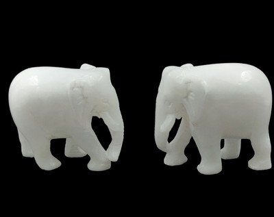 MAA MANSA DEVI Eliphant White Marbal Decorative Showpiece  -  8 cm(Marble, White)
