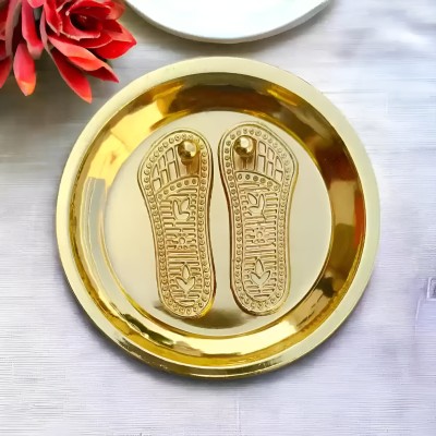 MAA BELHA HANDICRAFT Maa Lakshmi Charan Paduka Decorative Showpiece  -  2 cm(Brass, Gold)