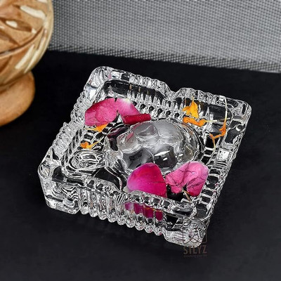 APNA KANHA Crystal Turtle With Plate Good Luck Decorative Showpiece  -  3 cm(Crystal, Clear)