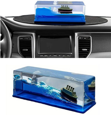 Budwill Titanic Liquid Wave Cruise Ship Decoration Decorative Showpiece  -  15 cm(Glass, Blue)
