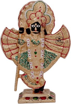 Neo Classic Shrinathji (Shrinath Srinath Ji) in The Form of Banke Bihari Krishna Murti Decorative Showpiece  -  23 cm(Aluminium, Multicolor)