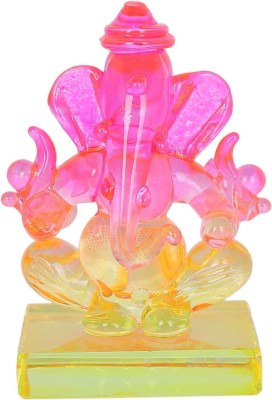 jagriti enterprise Crystal Ganesh Twin Side Face Car Dashboard Idols Experience Divine Blessings Decorative Showpiece  -  6.5 cm(Crystal, Multicolor)