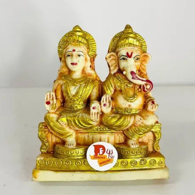 DARIDRA BHANJAN Diwali Pooja Maa Laxmi with God Ganesha Idol | Laxmi Ganesh Murti set for Table Decorative Showpiece  -  12 cm(Marble, Brown)