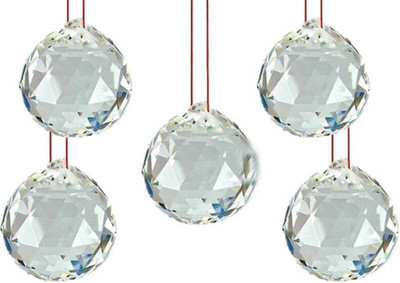 Kraftivity Kraftivity Feng Shui / Vastu 5 Crystal Ball Combo Set Decorative Showpiece  -  5 cm(Glass, Clear)