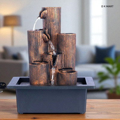 D K MART Water Fountain For Tabletop Home, Office Desk or Hotel Decorative Showpiece  -  29 cm(Resin, Brown)