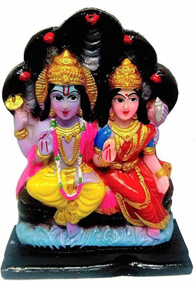 salvusappsolutions Handmade White dust Marble Powder Vishnu Ji with Laxmi Statue Decorative Showpiece  -  12 cm(Marble, Multicolor)
