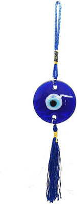 REVASHREE CRAFT WORLD Crystal Blue Evil Eye Wall Hanging for Car & Door/Office Hanging for Good Luck and Prosperity (Small 22cm Height) Decorative Showpiece  -  22 cm(Polyresin, Blue)