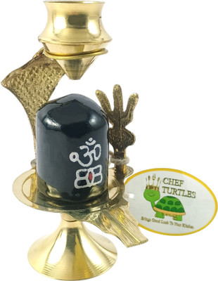 CHEF TURTLES Brass Shivling for Puja Mini Brass Sivalingam Small Pital Shiva Lingam Idol Decorative Showpiece  -  9 cm(Brass, Gold)