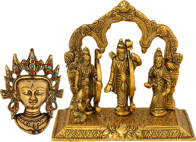 Etsi Bitsi Gold Plated Ram Darbar Statue & Gold Plated Tara Devi Wall Hanging Combo Decorative Showpiece  -  10 cm(Metal, Gold)