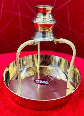 BRASSOMG SHIVLING STAND/TIPAI WITH ABHISHEK LOTIAND PLATE Decorative Showpiece  -  12 cm(Brass, Gold)