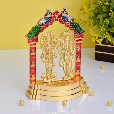 Aj Creation Lakshmi Ganesh Idol| Murti| Figurine| Statue| Showpiece| Gold Metal Plated Home Temple - For Pooja , Home Decor, Anniversary Gift, Wedding Gift, New Year Gift, House Warming Gift, Diwali Gift Decorative Showpiece  -  16 cm(Metal, Gold)