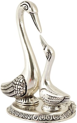 AapnoCrafts Exclusive Handicraft White Metal Pair of Swan Statue Decorative Showpiece  -  15.24 cm(Aluminium, Silver)