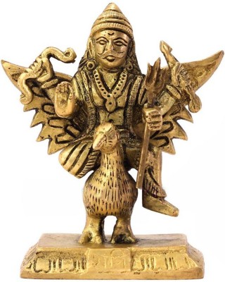 Om Pooja Shop Shani Dev Brass Idol Decorative Showpiece  -  11.43 cm(Brass, Gold)