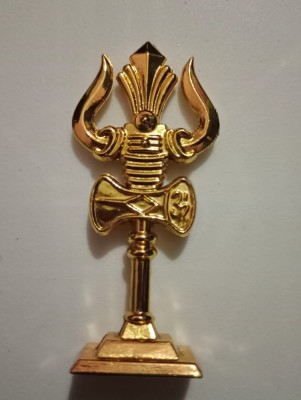 MahiG Enterprises Shiv Trishul Shiva trishool damru shankar om trishul for car Dashboard Decorative Showpiece  -  7.5 cm(Metal, Gold)