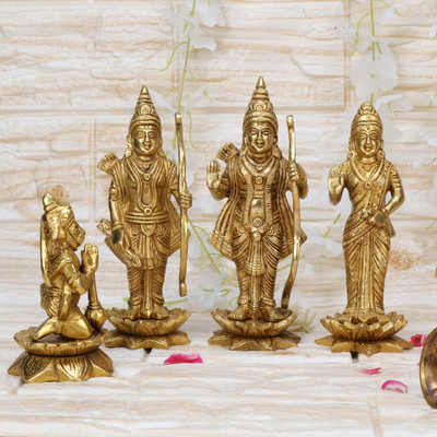 utsavicraft Supefine Handicraft Sri Ram Darbar Idols Decorative Showpiece  -  17.5 cm(Brass, Gold)