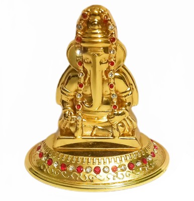 Ayyappantraders Golden Genesh Statue for Pooja/Dashboard | Karpaga Vinayagar Decorative Showpiece  -  7.6 cm(Steel, Gold)