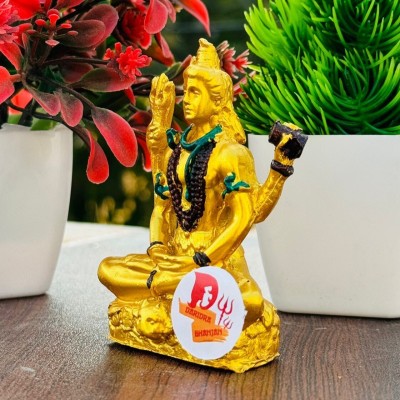 DARIDRA BHANJAN A+ Quality Resin Shiv Ji Mahadev Idol For Car Decorative Showpiece  -  8 cm(Resin, Gold)