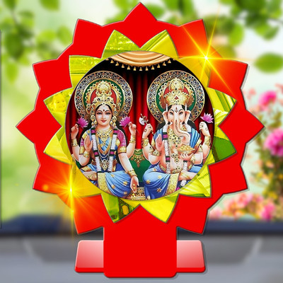 SANBIA Lakshmi Ganesh Laxmi Ganesha Car Dashboard Idol Premium Decorative Showpiece  -  11 cm(Plastic, Multicolor)